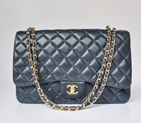 chanel A47600 Lambskin Leather Jumbo Flap Bag in Dark blue with Gold A47600