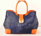 Fendi 2jours Horsehair Tote Bag F2546 Blue F2546