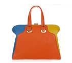 Fendi Large Chameleon Calfskin Top Zip Tote Bag F8812 Orange&Yellow&Blue F8812