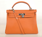 Hermes Kelly togo leather 32CM togo in Orange with Silver hardware K32BJOS