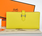 Hermes 2 flod original leather wallet in Lemon Yellow 208