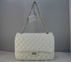 Chanel White lambskin leather Flap Bag with Silver chain A118WS