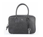 Prada Small Saffiano Doctor Bag BL0095 - Black with Silver BL0095