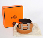 Hermes belt leather in Camel/Dark Brown with H Silver Buckle H1002