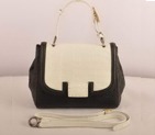 Fendi Silvana Croco-Ostrich Leather Flap Bag 2548 White-Black 2548