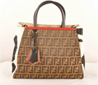 Fendi 2Jours Fabric&Horsehair Tote Bag F2552M Black&White F2552M