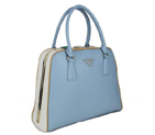 Prada Saffiano Leather Medium Tote Bag BL5018 Blue&White BL5018