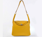 Hermes Lindy 30CM Havanne Handbags 1057 Yellow Leather Silver Hardware H1057