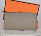 Hermes Zipper Wallet clemence leather in Dark Grey A908