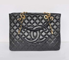 Chanel A50995 Black Sheepskin Leather Shoulder Bag Gold A50995