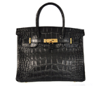 Hermes Birkin 30CM Crocodile stripes leather in Black with Gold hardware H30CSBG