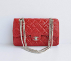 Chanel Red Snakeskin Leather Flap Bag Silver Hardware 1112