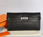 Hermes Kelly Wallet clemence leather in Black A708
