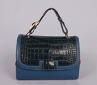 FENDI 2012 handbags Pillow bag FD9106 black crocodile with blue FD9106