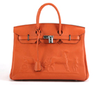 Hermes Birkin 35CM with Embossed logo Handbag orange 6089 6089