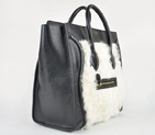 Celine Luggage Juboo Woman Handbag Black with Rabbit Hair 98170
