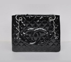Chanel A50995 Black Patent Leather Shoulder Bag Silver A50995