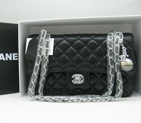 Chanel lambskin leather Black Flap bag with Silver chain A1122BS