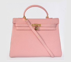 Hermes kelly 35CM clemence leather in Pink with Gold hardware K35CPG