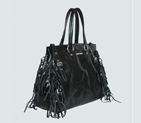 Miu Miu Shiny Leather Tassel Tote Bags 90265 Black 90265
