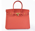 Hermes Birkin 35CM clemence leather in Watermelon Red with Gold hardware H35LWRG