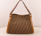 Fendi Classic FF Fabric Shoulder Bag F2507 Brown F2507