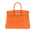 Hermes Birkin 35CM with Embossed logo Handbag Light  orange H35 H35