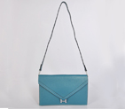 Hermes Liddy Bag clemence leather in Medium Blue with Silver hardware 1038