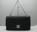 Chanel Black color Flap Bag with Silver chain A1111BS