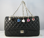 Chanel Black lambskin leather Flap Bag with Gold chain A116BG