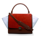 Celine Trapeze Bags Original Calf&Suede Leather Brown&Red&White 3342