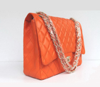 Chanel Flap Bag Quilted Orange Lambskin with Gold Chain 1116 1116