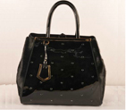 Fendi 2Jours Patent Leather Horsehair Tote Bag F2552L Black F2552L