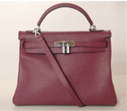 Hermes Kelly togo leather 32CM togo in Purple with Silver hardware K32BJPS