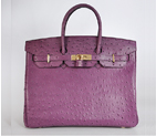Hermes Birkin 35CM Purple Ostrich stripes leather(Gold) H35POSG