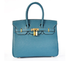 Hermes Birkin 25CM clemence leather in Medium Blue with Gold hardware H25LSMBG