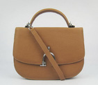 Hermes Stirrup Shoulder Bag Camel Calfskin Silver H8088