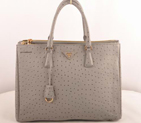 Prada Maxi Ostrich Leather Tote Bag Grey 16625L