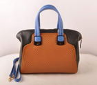 Fendi Chameleon Punch Saffiiano Leather Top Zip Tote Bag 2545 Tan-Black 2545