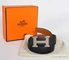 Hermes belt leather in Black/Camel with H Silver Buckle H1002