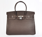 Hermes Birkin 35CM clemence leather in Dark Brown with Silver hardware H35LDBS