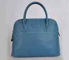 Hermes Bolide Bag 37cm clemence leather in Medium Blue with Silver hardware 1037MB