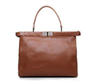Fendi Peekaboo Bag Brown Calfskin Leather F2292 F2292