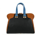 Fendi Large Chameleon Calfskin Top Zip Tote Bag F8812 Black&Tan F8812