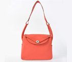 Hermes Lindy 30CM Havanne Handbags 1057 Light Red Leather Silver Hardware H1057