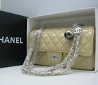 Chanel Patent leather Apricot Flap bag with Silver chain A1122AG