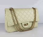 Chanel Flap Bag Quilted Beige Leather with Gold Chain 48102 48102
