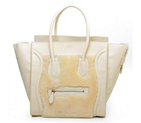 Celine Luggage Mini Boston Bag Lambswool Original Leather Offwhite 3308