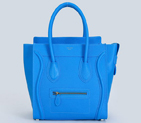Celine Luggage Mini Boston Bags Clemence Calskin Leather Blue 98169