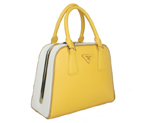 Prada Saffiano Leather Small Tote Bag BL0809 Yellow BL0809